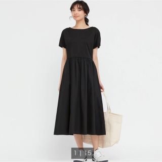 ユニクロ(UNIQLO)の新品未開封コンビネーションフレアワンピース(ロングワンピース/マキシワンピース)