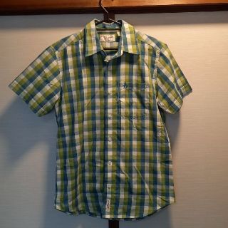 マンシングウェア(Munsingwear)のMunising wearポリ混シャツ半袖緑青白チェックS新品未使用(シャツ)