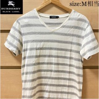 バーバリーブラックレーベル(BURBERRY BLACK LABEL)の【複数割】BURBERRY BLACK LABEL 半袖ボーダーTシャツ　白　M(Tシャツ/カットソー(半袖/袖なし))