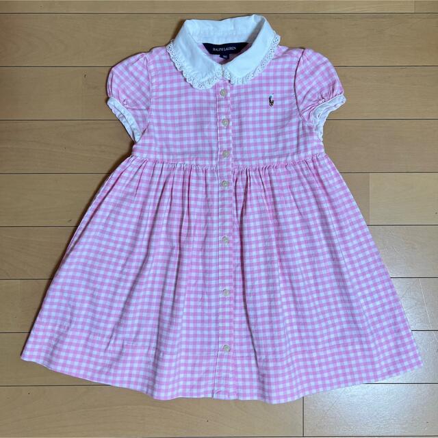 Ralph Lauren(ラルフローレン)のRALPH LAURENラルフローレン ピンクギンガチェックワンピース 90cm キッズ/ベビー/マタニティのキッズ服女の子用(90cm~)(ワンピース)の商品写真