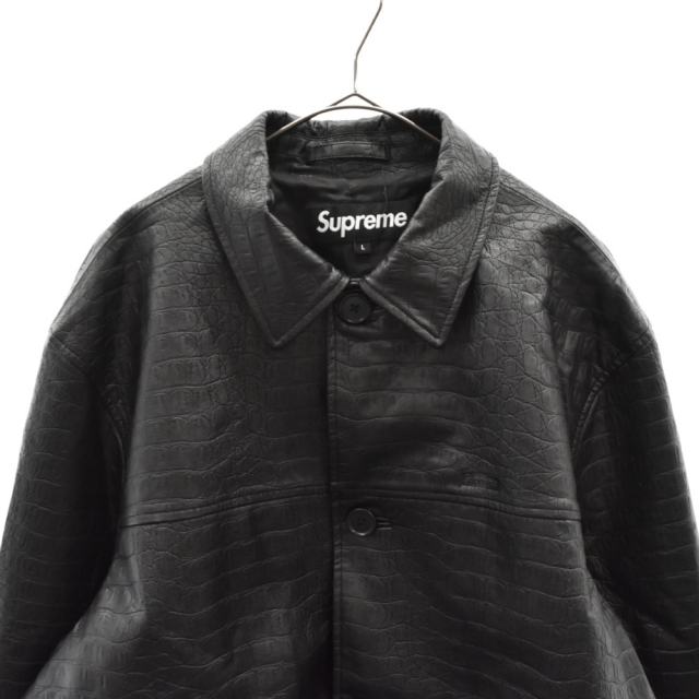 Supreme(シュプリーム)のSUPREME シュプリーム 22SS Faux Croc Car Coat フェイクレザージャケット カーコート ブラック メンズのジャケット/アウター(フライトジャケット)の商品写真