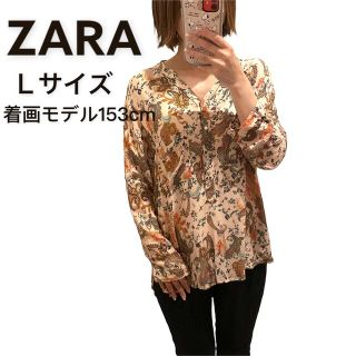 ザラ(ZARA)のZARA WOMAN♡ペイズリー柄 ノーカラー Vネック キモノスリーブ シャツ(シャツ/ブラウス(長袖/七分))