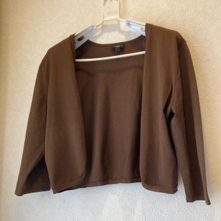 タルボット(TALBOTS)のﾀﾙﾎﾞｯﾄ  Lサイズ　ショートボレロ　七分袖　ブラウン　美品　Lサイズ(カーディガン)