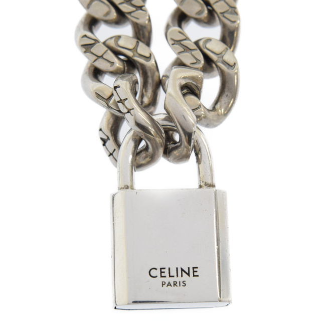 CELINE 16 パドロック ネックレス シルバーブラス ヴィンテージ ...