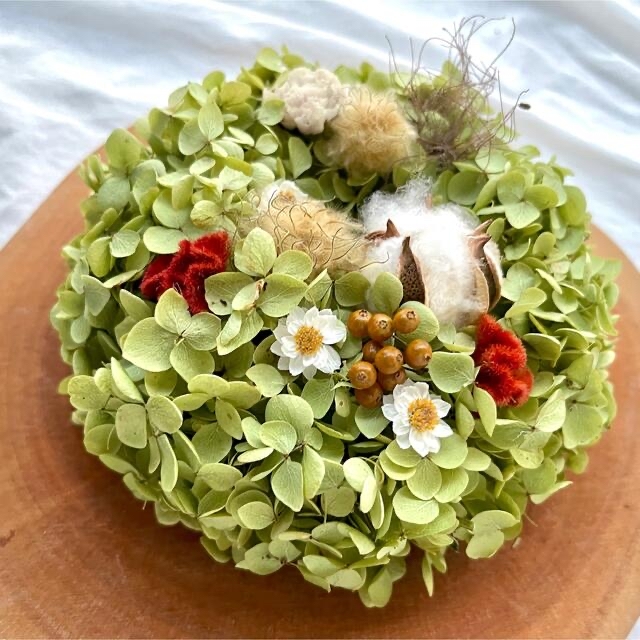 アナベル紫陽花ケーキリース