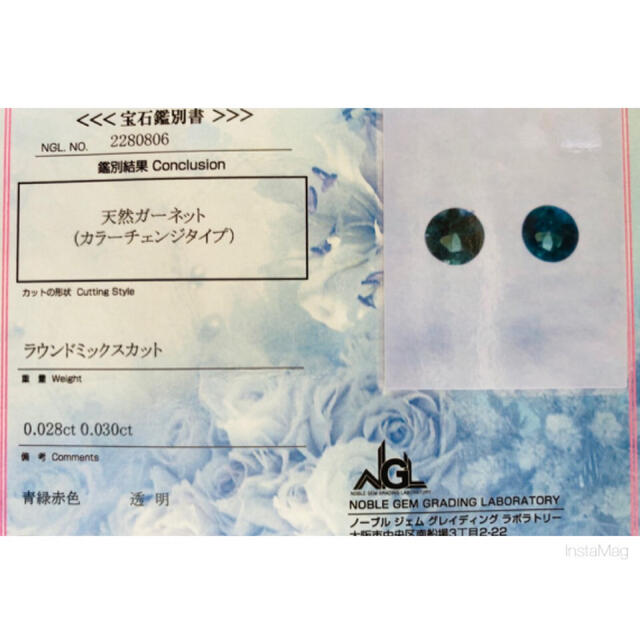 (R0726-5)『ペアルース』天然ベキリーブルーガーネット 2-0.058ct 9