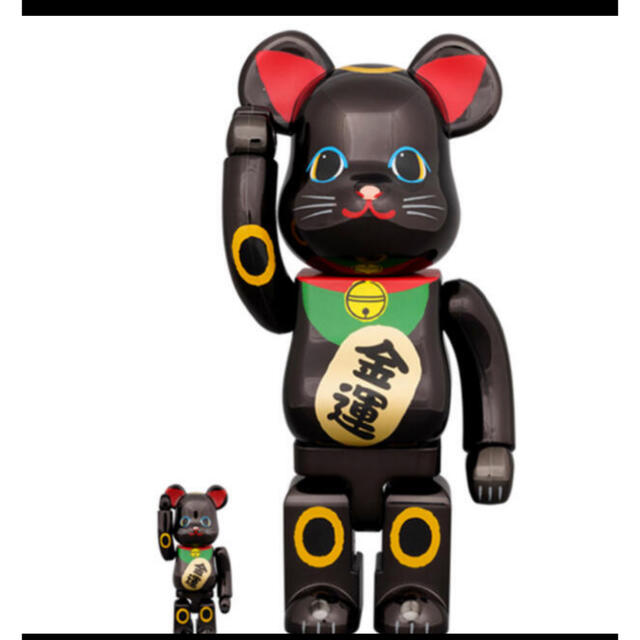 BE@RBRICK 招き猫 金運 黒メッキ 100％ & 400％