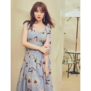 ハーリップトゥ(Her lip to)のSunflower-Printed Midi Dress(ロングワンピース/マキシワンピース)