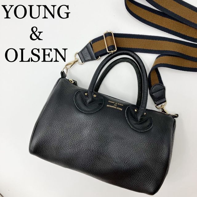 YOUNGOLSEN 2way ミニボストンバッグ ブラック ショルダー付き