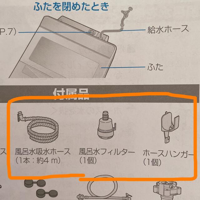 Panasonic(パナソニック)のパナソニック　洗濯機風呂水ホースセット スマホ/家電/カメラの生活家電(洗濯機)の商品写真