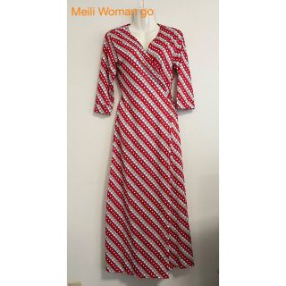 Meili Woman go☆ロングワンピースL☆レッド☆ドット柄☆高身長☆美品(ロングワンピース/マキシワンピース)