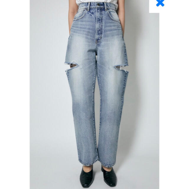 圧倒的高評価 25 MOUSSY THIGH SLIT LOOSE STRAIGHT デニム レディース