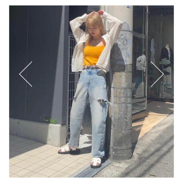 25☆MOUSSY THIGH SLIT LOOSE STRAIGHT デニム 6