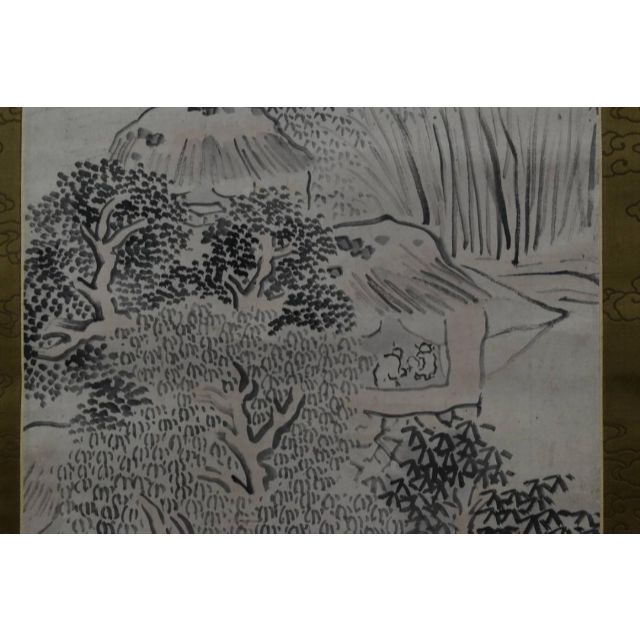 真作】僧愛石/竹林山水人物図/掛軸☆宝船☆Z-967 - 絵画/タペストリー