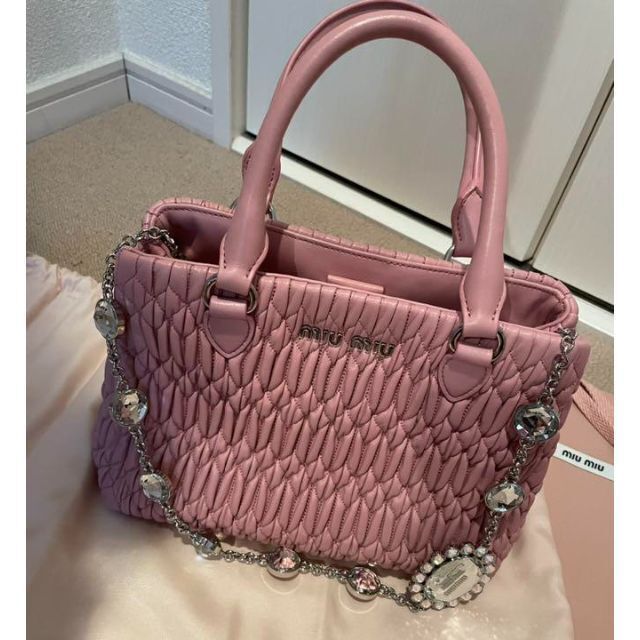 MIUMIU♡ミュウミュウ バッグ ナッパクリスタル - ハンドバッグ MIUMIU♡ミュウミュウ バッグ ナッパクリスタル - ハンドバッグ