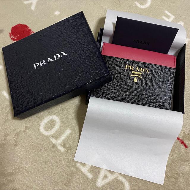 PRADA - PRADA プラダ サフィアーノレザー　バイカラー　ツートン　2つ折財布