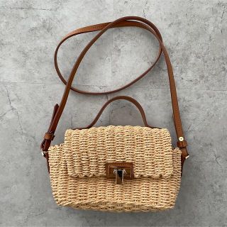 ザラ(ZARA)のZARA かごバッグ　籠　ショルダーバッグ　ウーブンボックスクロスボディバッグ(かごバッグ/ストローバッグ)