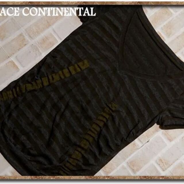 GRACE CONTINENTAL(グレースコンチネンタル)のグレースコンチネンタル　リボン付きVネックボーダーカットソー レディースのトップス(カットソー(半袖/袖なし))の商品写真