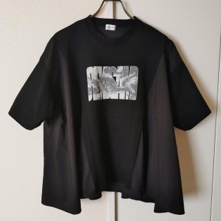 チカキサダ(Chika Kisada)のレキサミ REKISAMI ギャザー ロック Tシャツ 変形 ボリュームフレアー(Tシャツ(半袖/袖なし))