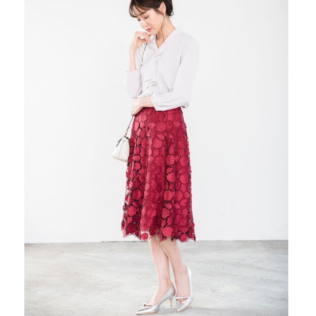 ANAYI(アナイ)のANAYI　3Dレースフレア　スカート　36 レディースのスカート(ひざ丈スカート)の商品写真