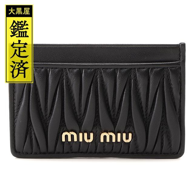 miumiu(ミュウミュウ)のmiu miu　マテラッセ　カードケース　ブラック　レザー【432】 レディースのファッション小物(名刺入れ/定期入れ)の商品写真