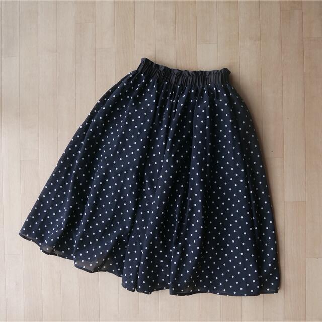 GU(ジーユー)のGU キッズ ドット ロングスカート フレア 140サイズ キッズ/ベビー/マタニティのキッズ服女の子用(90cm~)(スカート)の商品写真