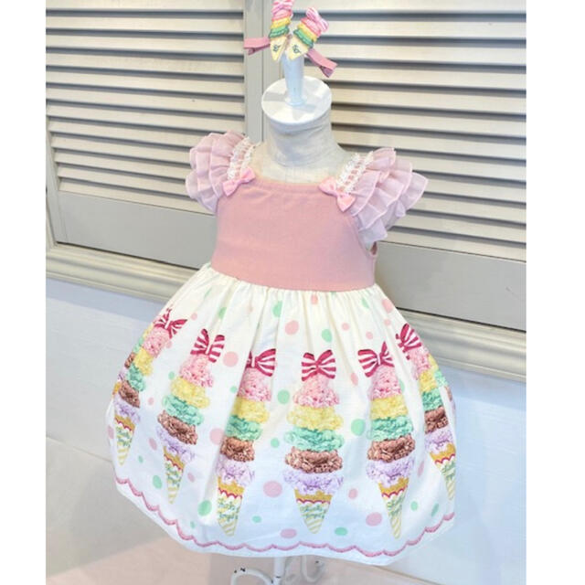 キッズ服女の子用(90cm~)シャーリーテンプル????アイスプリント ワンピース  120