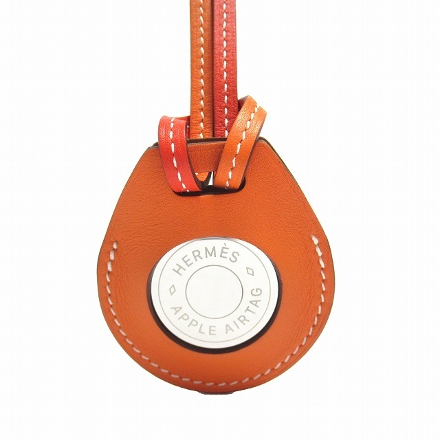 美品 エルメス アップル AirTag レザー バッグ チャーム エアタグ◇7