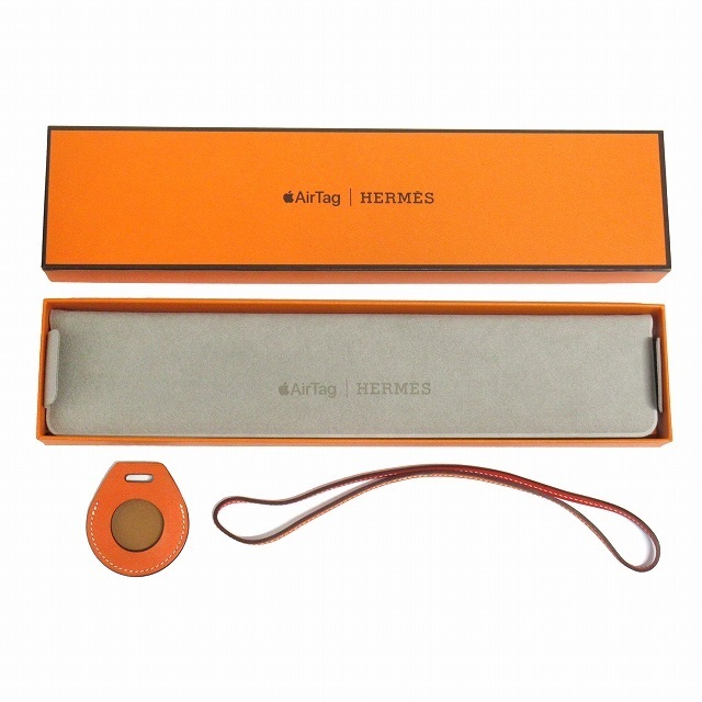美品 エルメス アップル AirTag レザー バッグ チャーム エアタグ◇7