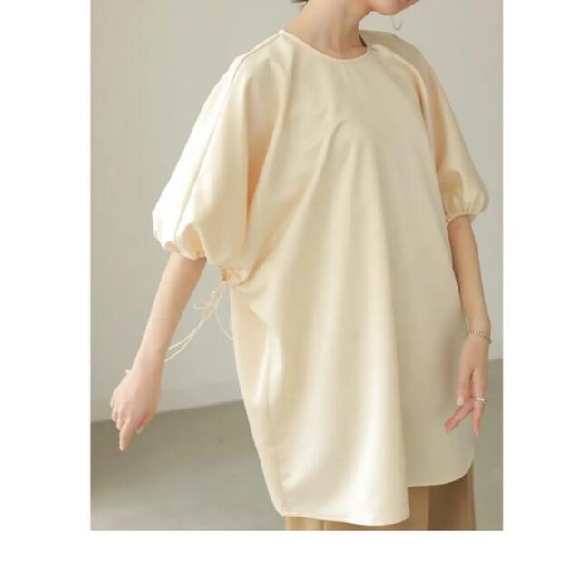satin gather sleeve blouse - シャツ/ブラウス(半袖/袖なし) satin gather sleeve blouse (ivory)