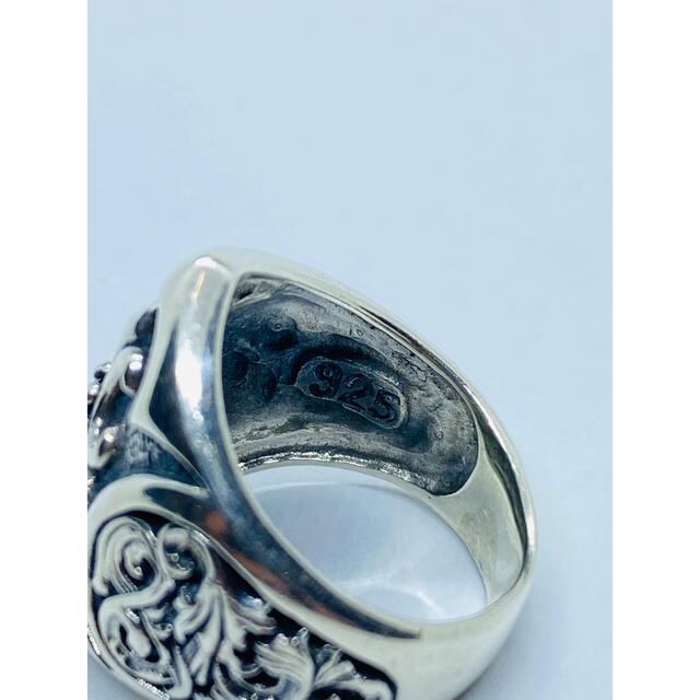 【重厚】silver925 百合の紋章 クロス ブラックストーンリング®️1 メンズのアクセサリー(リング(指輪))の商品写真