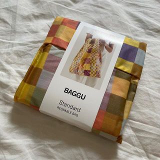 BAGGU スタンダード　エコバック　ミディアム　マルチ　チェック　オレンジ　紫(エコバッグ)