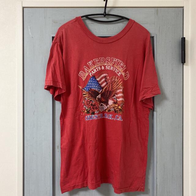 moussy(マウジー)のTシャツ　プリントTシャツ　ロックTシャツ　赤　オレンジ レディースのトップス(Tシャツ(半袖/袖なし))の商品写真
