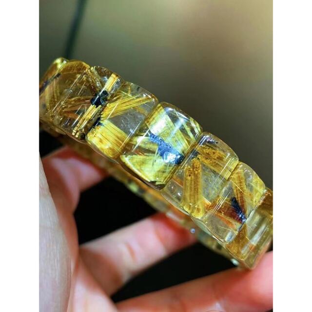 天然】ゴールドタイチンルチル クォーツ ブレスレット バングル 51.5g