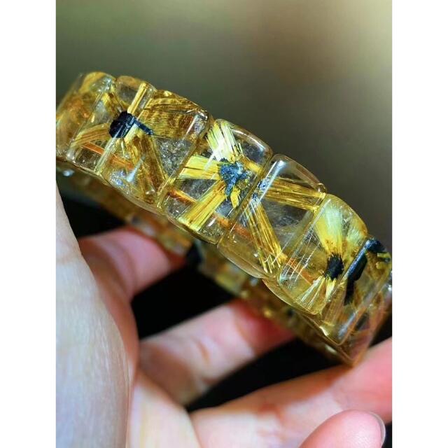 天然】ゴールドタイチンルチル クォーツ ブレスレット バングル 51.5g
