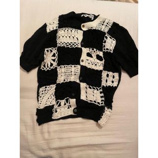 コムデギャルソン(COMME des GARCONS)のコムデギャルソン　ブロックチェック半袖ニットカーディガン(ニット/セーター)