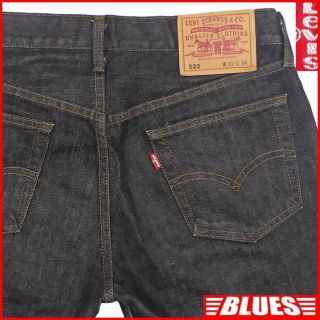 リーバイス(Levi's)の廃盤 リーバイス522 W32 ジーンズ ブラックデニム メンズ 黒 JJ128(デニム/ジーンズ)