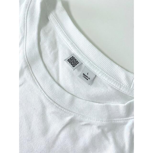 UNIQLO(ユニクロ)のUNIQLO クルーネックT（半袖）ホワイト　L レディースのトップス(Tシャツ(半袖/袖なし))の商品写真