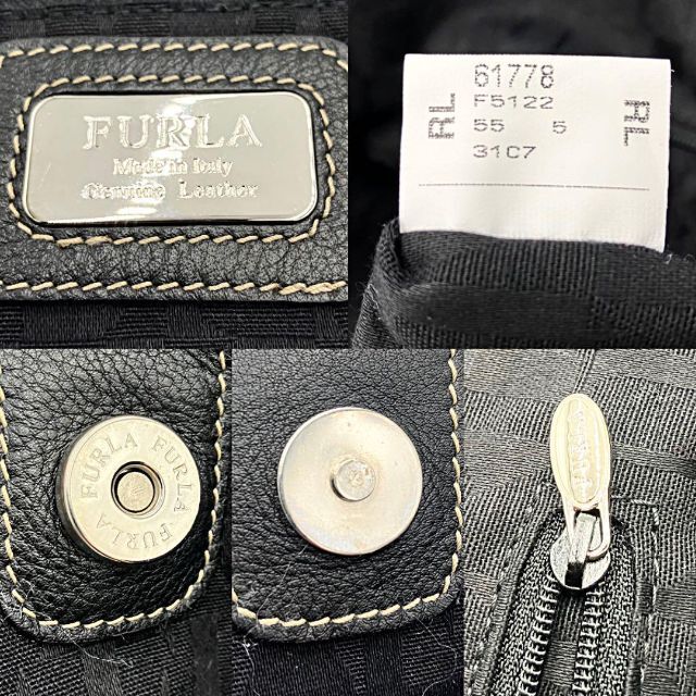 FURLA】トートバッグ ビジネス 柔らかレザー ブラック チャーム付き A4