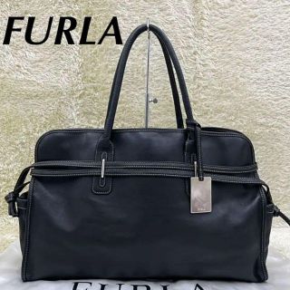 【FURLA】トートバッグ　ビジネス　柔らかレザー　ブラック　チャーム付き　A4(ハンドバッグ)