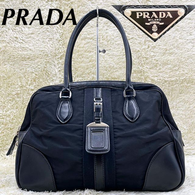 【PRADA】ハンドバッグ ナイロン レザー ブラック 三角ロゴプレート