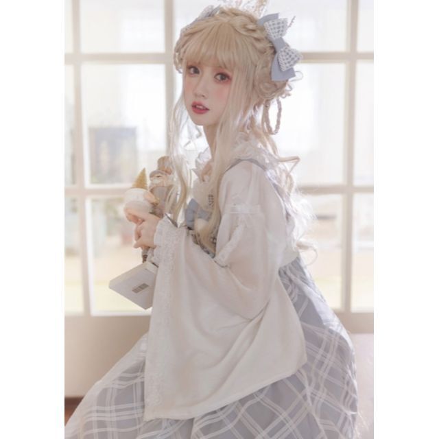 NyaNya 和ロリ 着物襟 長袖 ブラウス 姫袖 フリル レース 和装