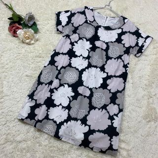 マリメッコ(marimekko)のmarimekko マリメッコ　ひざ丈　ワンピース　花柄　34　Sサイズ(ひざ丈ワンピース)