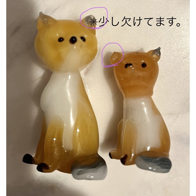 ガラス細工 置物 キツネ 大中小 6個セットの通販 by つぶあん's ガラス細工 置物 キツネ 大中小 6個セットの通販 by つぶあん's