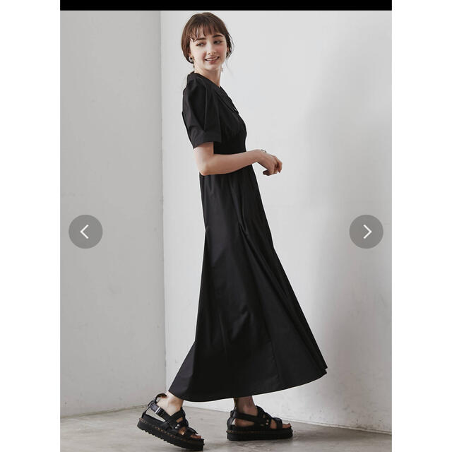 ラグナムーン Vネックシャツワンピース BLACK