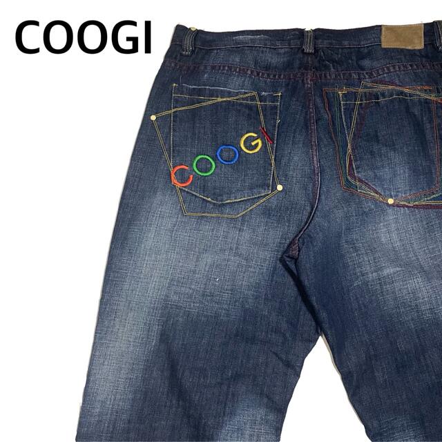 COOGI クージー 極太 デニムパンツ 刺繍 ラスタカラー オーバーサイズパンツ