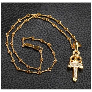 クロムハーツ(Chrome Hearts)の22k ツイストチェーン ダガーネックレス ダイヤCZ ダガー ツイストチェーン(ネックレス)