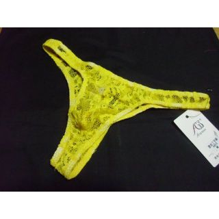 メンズ・セクシーなレースのTバック・Mサイズ（イエロー）新品(その他)