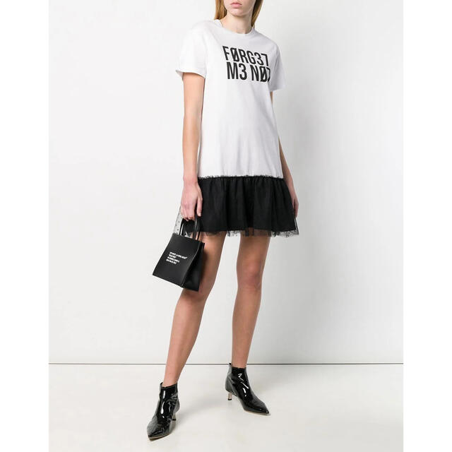 RED VALENTINO 裾ドットチュールレース Tシャツワンピース