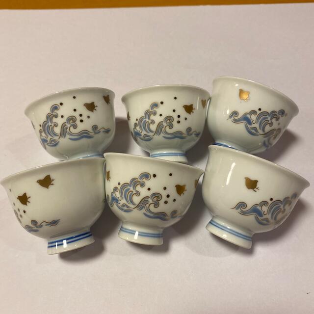 煎茶道具　煎茶椀　茶碗　茶器　6個セット　翠　波　鳥